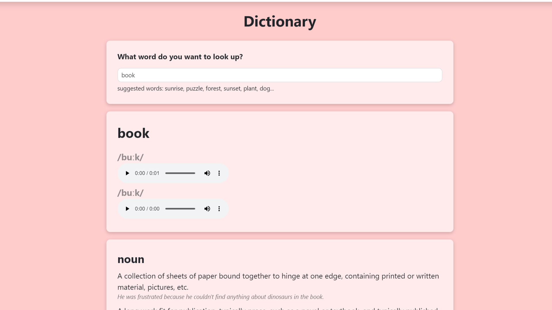 dictionary project preview